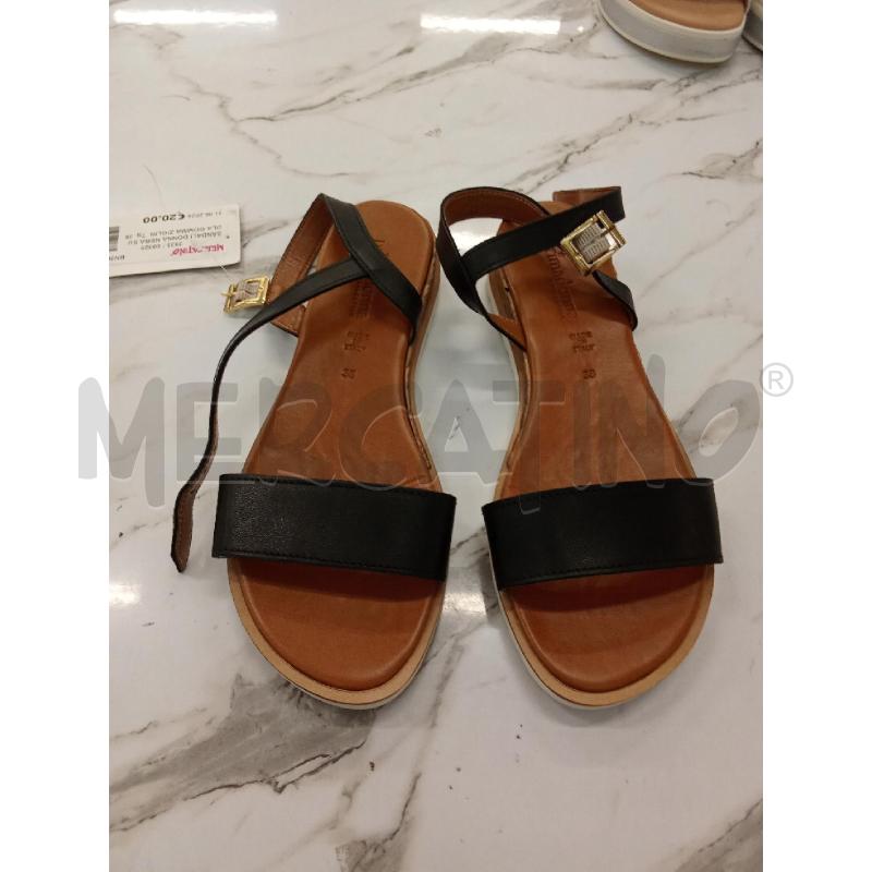 SANDALI DONNA NERA SUOLA GOMMA ZIGLINATA PRIMA DONNA  | Mercatino dell'Usato San giorgio del sannio 1