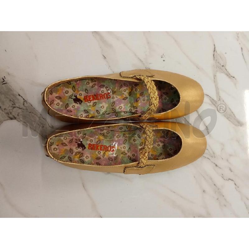 SCARPE BAMBINO BALLERINE ORO BEKEROS 34  | Mercatino dell'Usato San giorgio del sannio 1
