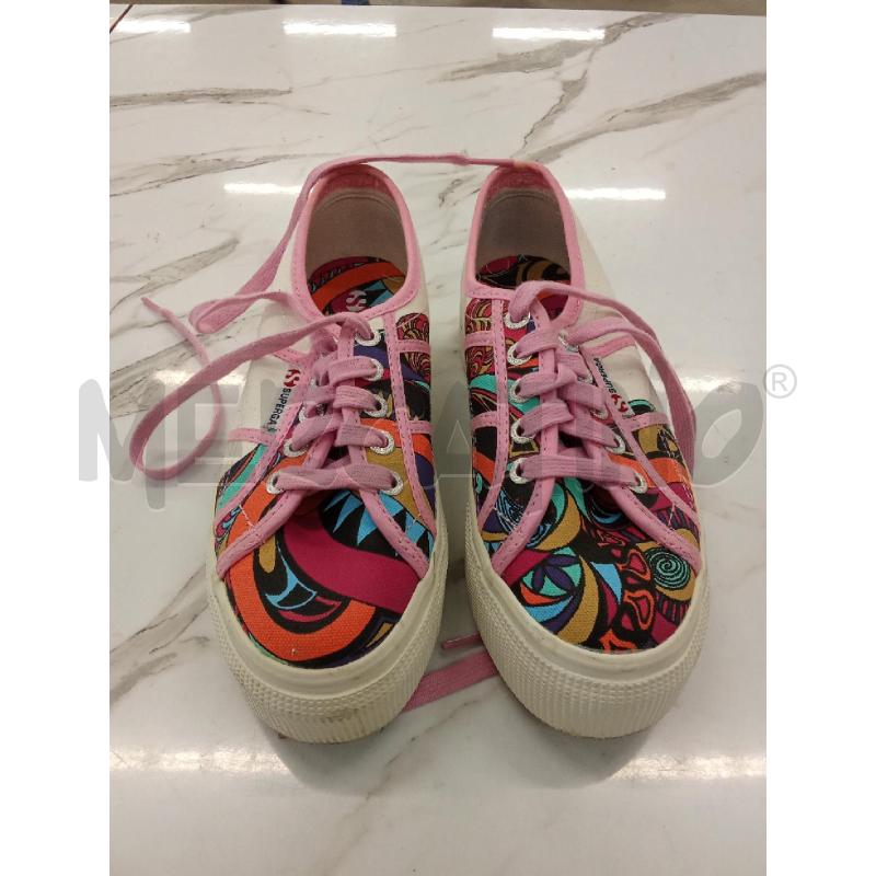 SCARPE DONNA BIANCHE LACCI ROSA DISEGNI SUPERGA  | Mercatino dell'Usato San giorgio del sannio 1