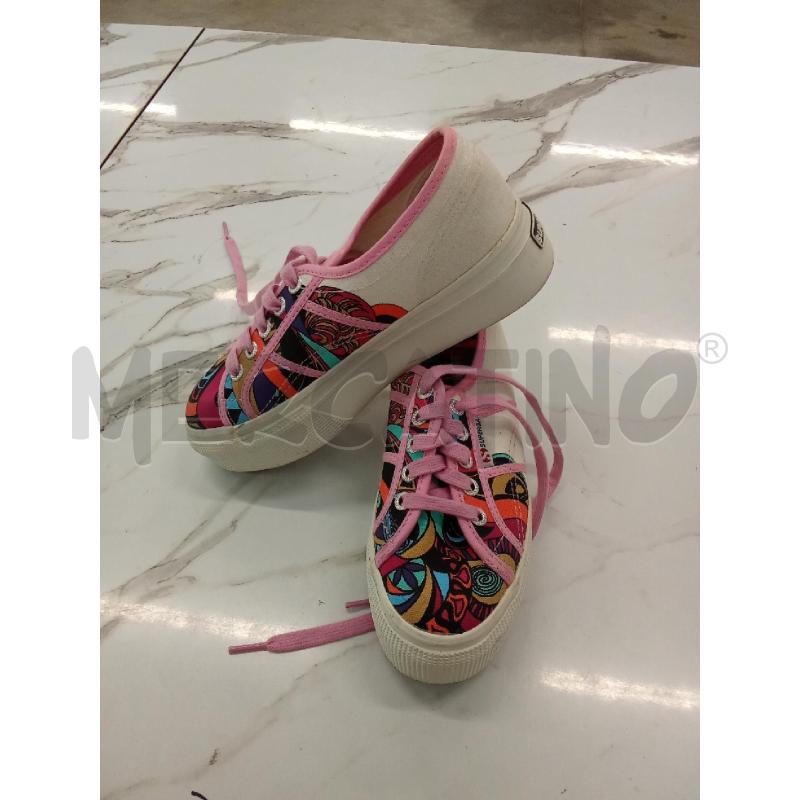 SCARPE DONNA BIANCHE LACCI ROSA DISEGNI SUPERGA  | Mercatino dell'Usato San giorgio del sannio 2