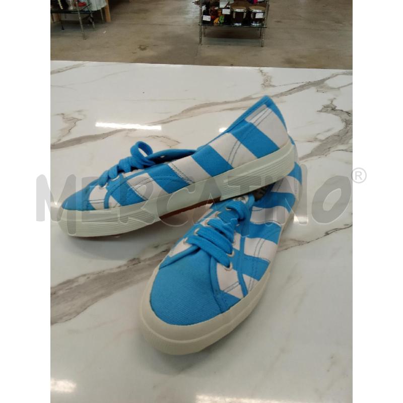 SCARPE DONNA FANTASIA RIGHE CELESTE BIANCO FOOTBALL FANS BY SUPERGA  | Mercatino dell'Usato San giorgio del sannio 3