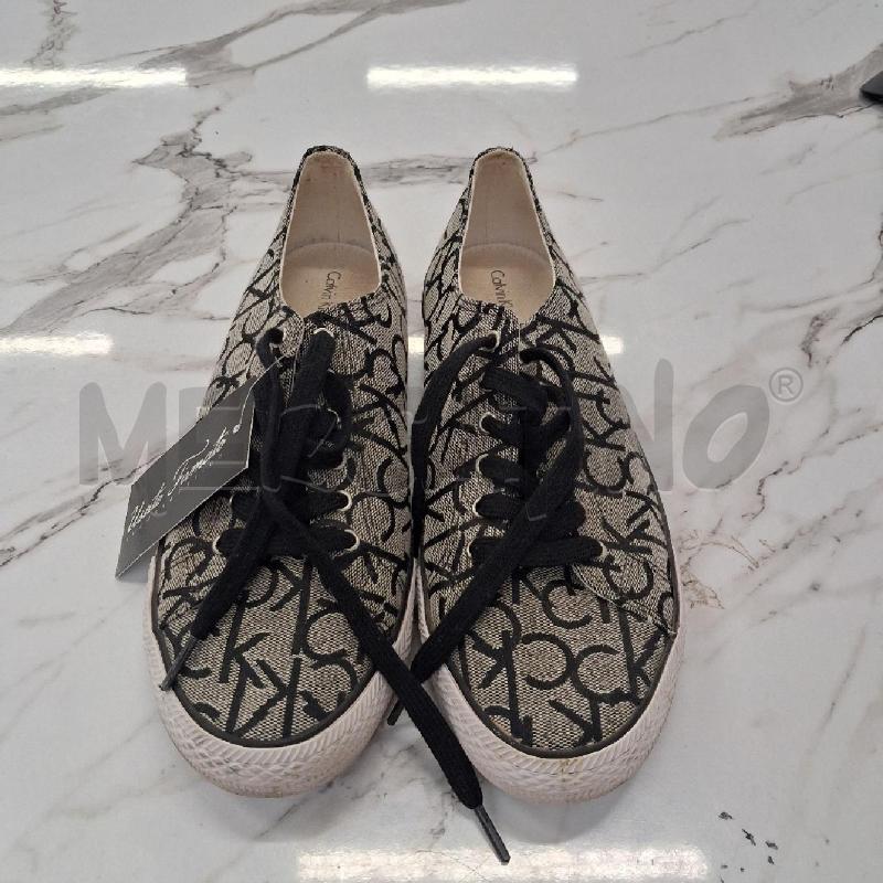 SCARPE DONNA TOMAIA IN TESSUTO MONGRAM CK NERO E GRIGIO  | Mercatino dell'Usato San giorgio del sannio 1