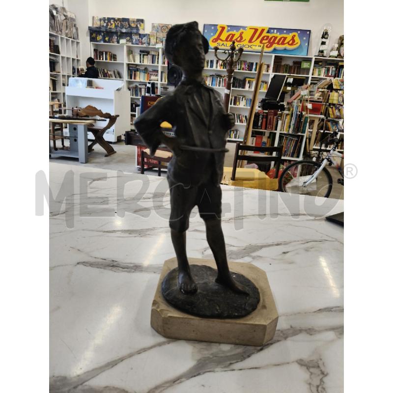 SCUGNIZZO CON BASTONE OTTONE  BASE MARMO | Mercatino dell'Usato San giorgio del sannio 1