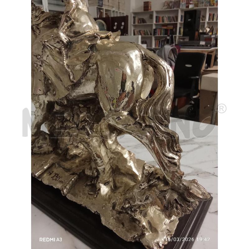 SCULTURA CAVALLO ARGENTATA BASE LEGNO  | Mercatino dell'Usato San giorgio del sannio 4