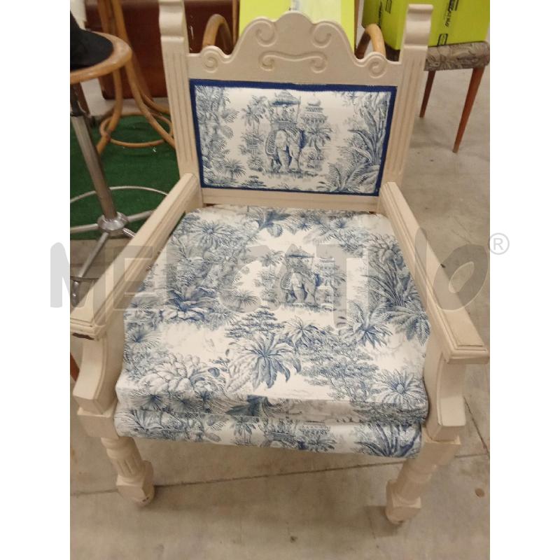 SEDIA LEGNO BIANCA SHABBY CHIC TESSUTO STILE FRANCESE ROMANTICO  | Mercatino dell'Usato San giorgio del sannio 1
