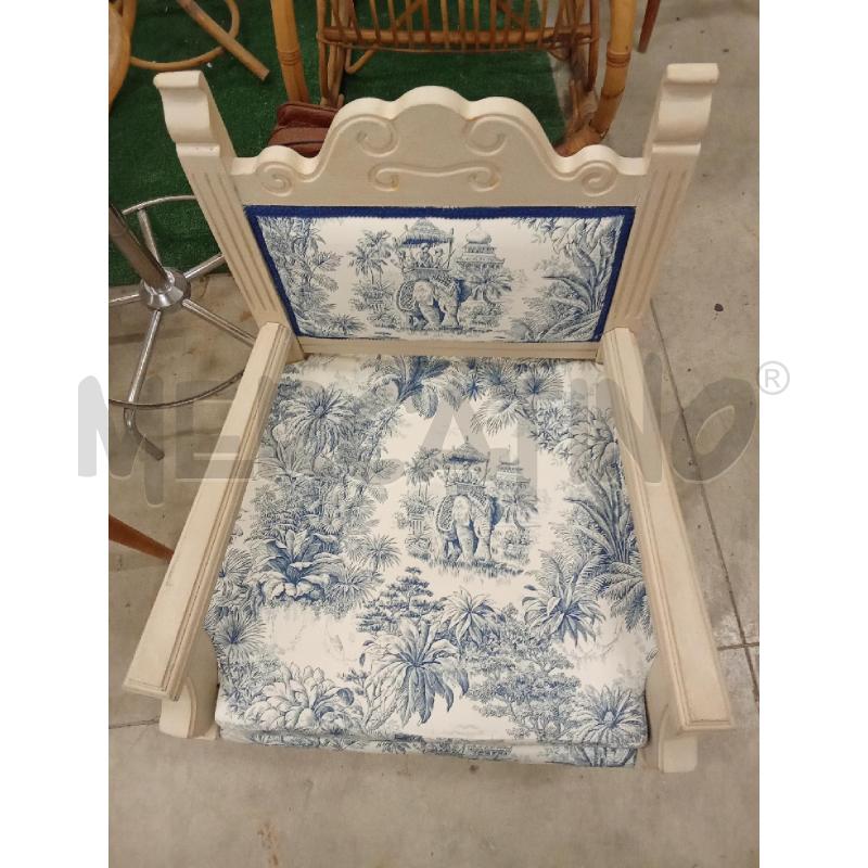 SEDIA LEGNO BIANCA SHABBY CHIC TESSUTO STILE FRANCESE ROMANTICO  | Mercatino dell'Usato San giorgio del sannio 2