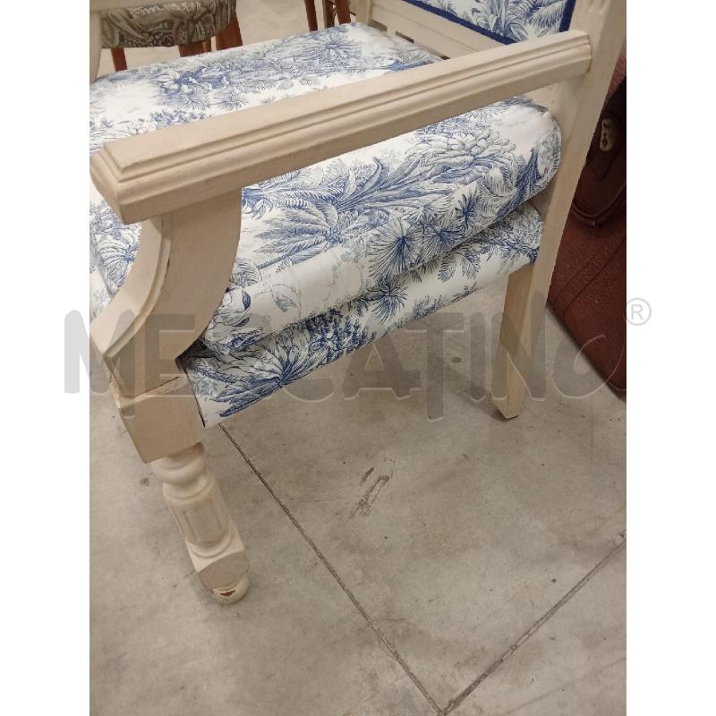 SEDIA LEGNO BIANCA SHABBY CHIC TESSUTO STILE FRANCESE ROMANTICO  | Mercatino dell'Usato San giorgio del sannio 3