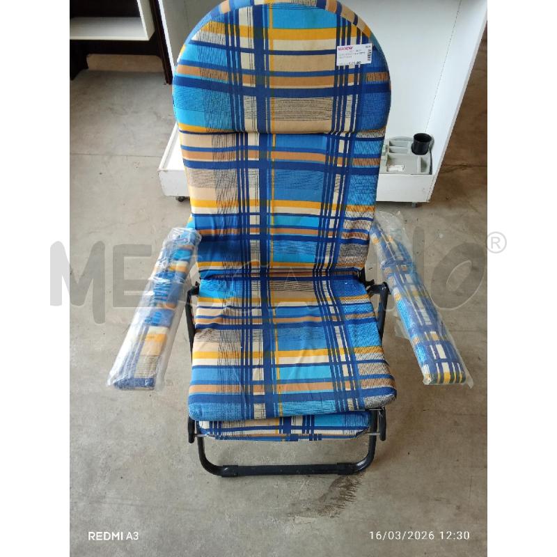 SEDIA SDRAIO QUADRETTI BLU GIALLO  | Mercatino dell'Usato San giorgio del sannio 1