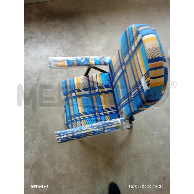 SEDIA SDRAIO QUADRETTI BLU GIALLO  | Mercatino dell'Usato San giorgio del sannio 2