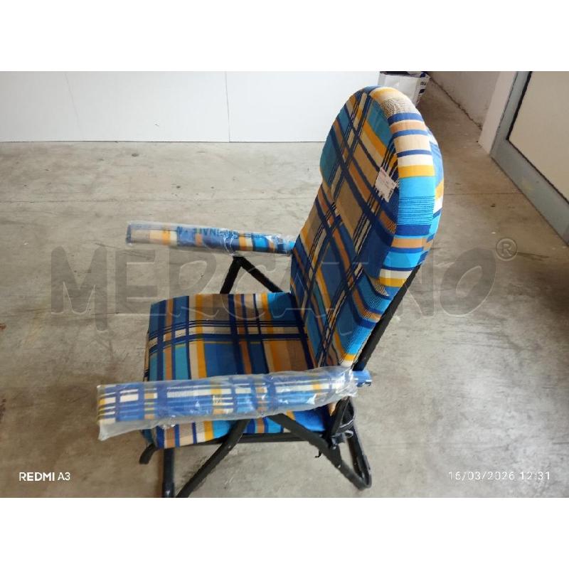 SEDIA SDRAIO QUADRETTI BLU GIALLO  | Mercatino dell'Usato San giorgio del sannio 3