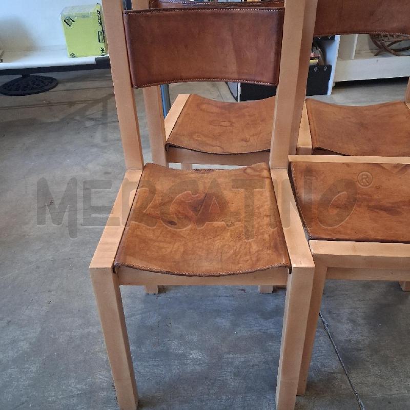 SEDIE PZ. 4 LEGNO CUOIO PELLE CHIARE  | Mercatino dell'Usato San giorgio del sannio 2