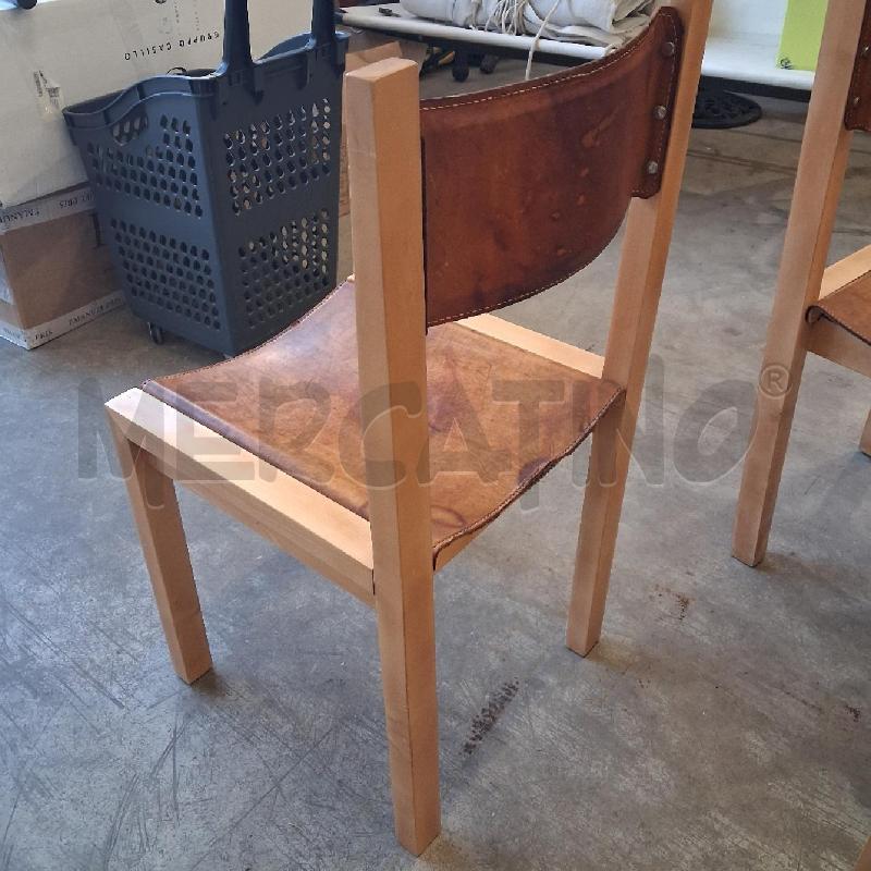 SEDIE PZ. 4 LEGNO CUOIO PELLE CHIARE  | Mercatino dell'Usato San giorgio del sannio 3