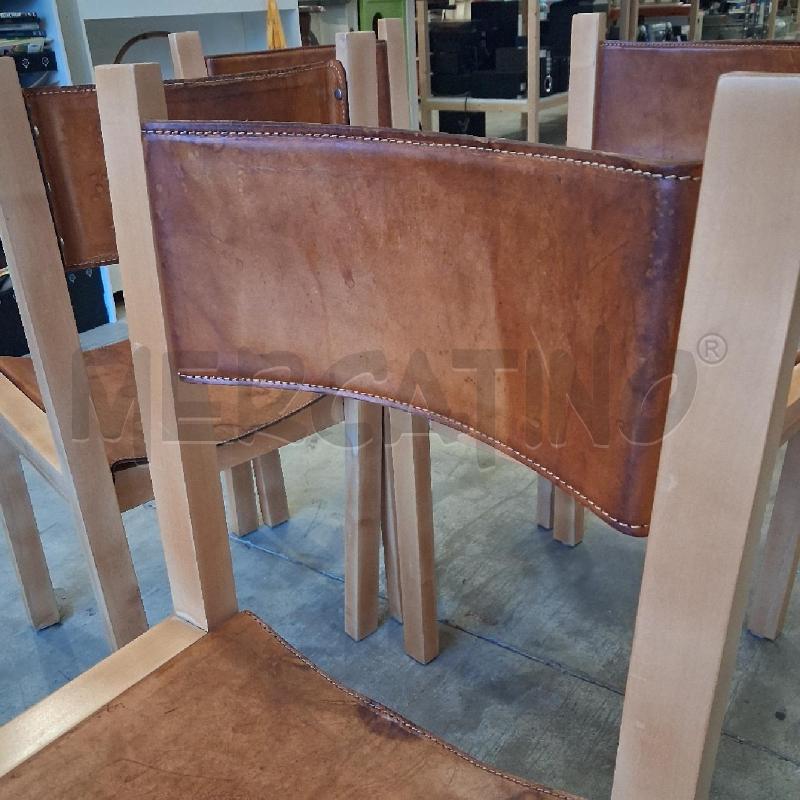 SEDIE PZ. 4 LEGNO CUOIO PELLE CHIARE  | Mercatino dell'Usato San giorgio del sannio 5