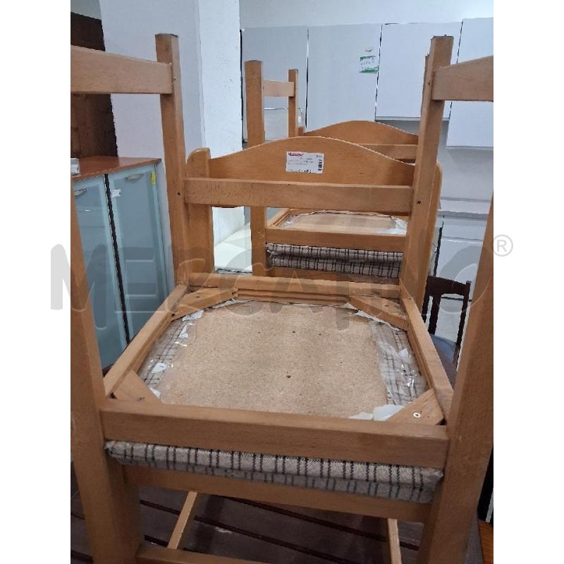 SEDIE PZ. 4 LEGNO FAGGIO CHIARO SEDUTA QUADRETTI  | Mercatino dell'Usato San giorgio del sannio 1