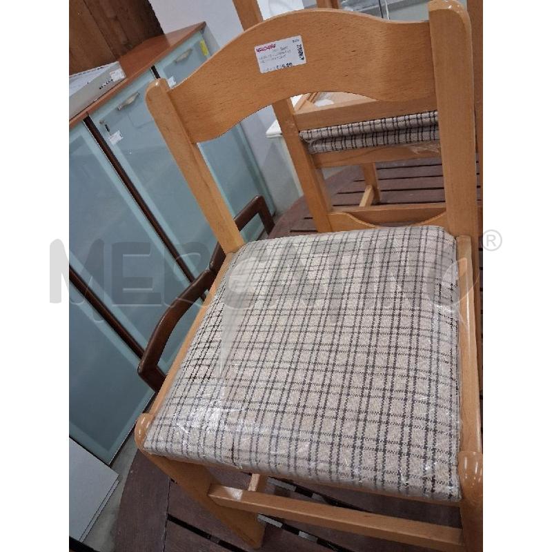 SEDIE PZ. 4 LEGNO FAGGIO CHIARO SEDUTA QUADRETTI  | Mercatino dell'Usato San giorgio del sannio 2