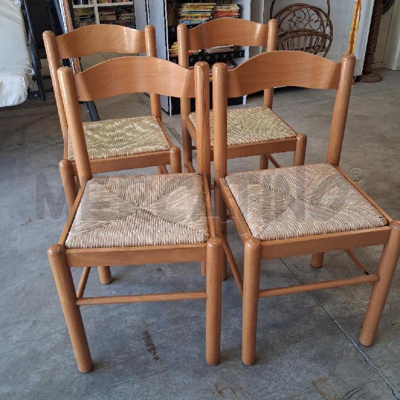 SEDIE PZ. 4 LEGNO FONDELLO PAGLIA | Mercatino dell'Usato San giorgio del sannio 1