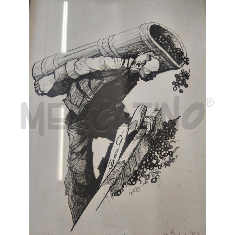 STAMPA LITOGRAFICA 21/100 VENDEMMIA MARIO PAVESE  | Mercatino dell'Usato San giorgio del sannio 2