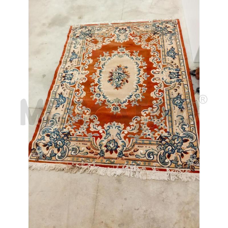 TAPPETO BEIGE E MARRONE DET.BLU CON FRANGE | Mercatino dell'Usato San giorgio del sannio 1