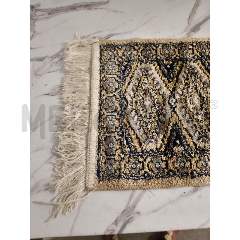 TAPPETO RUNNER DECORATIVO AFGANO BEIJE BLU FRANGE  | Mercatino dell'Usato San giorgio del sannio 3
