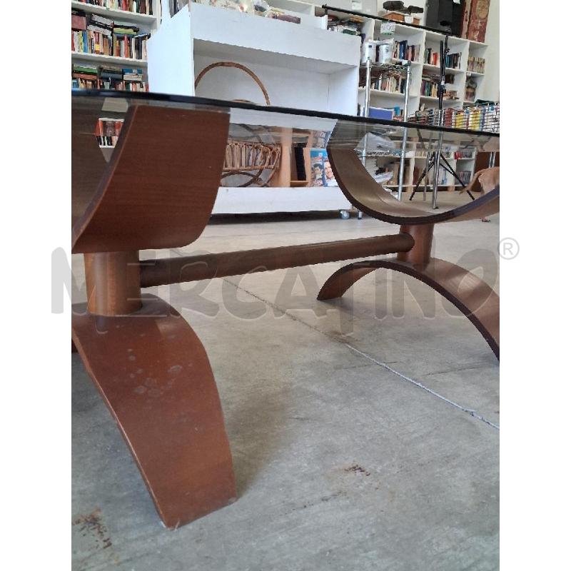 TAVOLINO BASSO LEGNO VETRO FUMÈ OVALE | Mercatino dell'Usato San giorgio del sannio 3