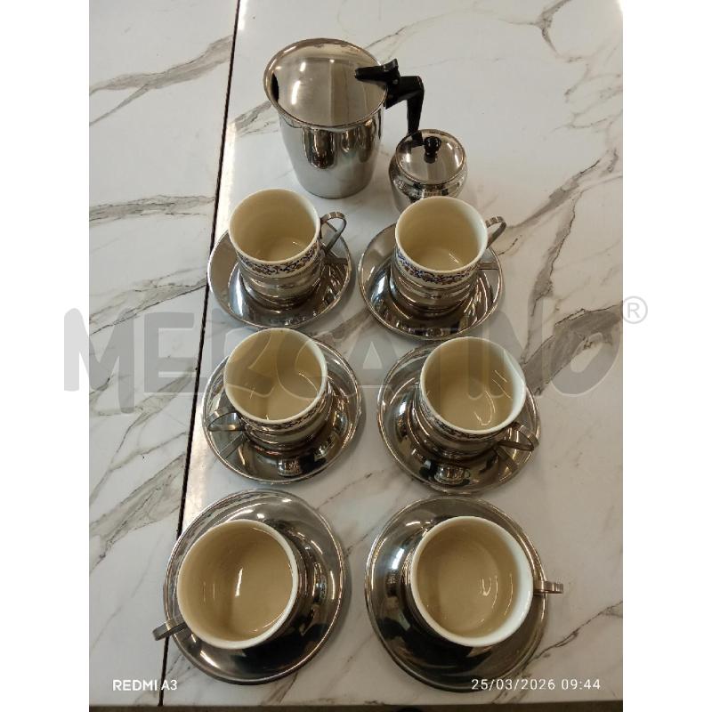 TAZZE PZ. 4 CERAMCIA COLAZIONE SUPPORTO ACCIAIO +2PZINOX PRAN  | Mercatino dell'Usato San giorgio del sannio 2