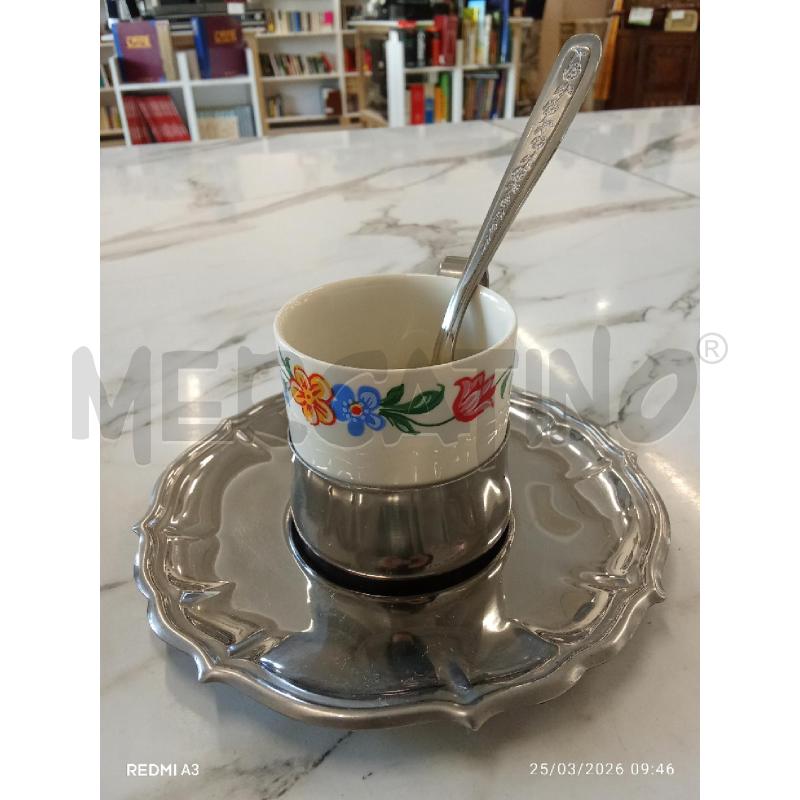 TAZZINE PZ6 CERAMICA BASE METALLO + ZUCCHERIERA  | Mercatino dell'Usato San giorgio del sannio 3
