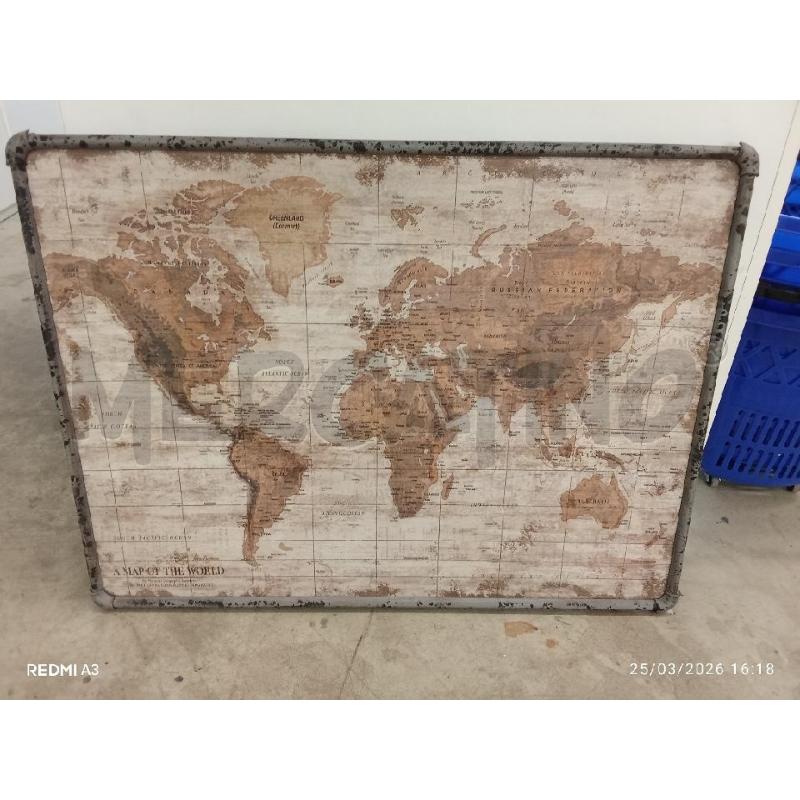 TELA CARTINA GEOGRAFICA CORNICE METALLO  | Mercatino dell'Usato San giorgio del sannio 1