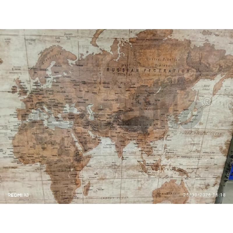 TELA CARTINA GEOGRAFICA CORNICE METALLO  | Mercatino dell'Usato San giorgio del sannio 3