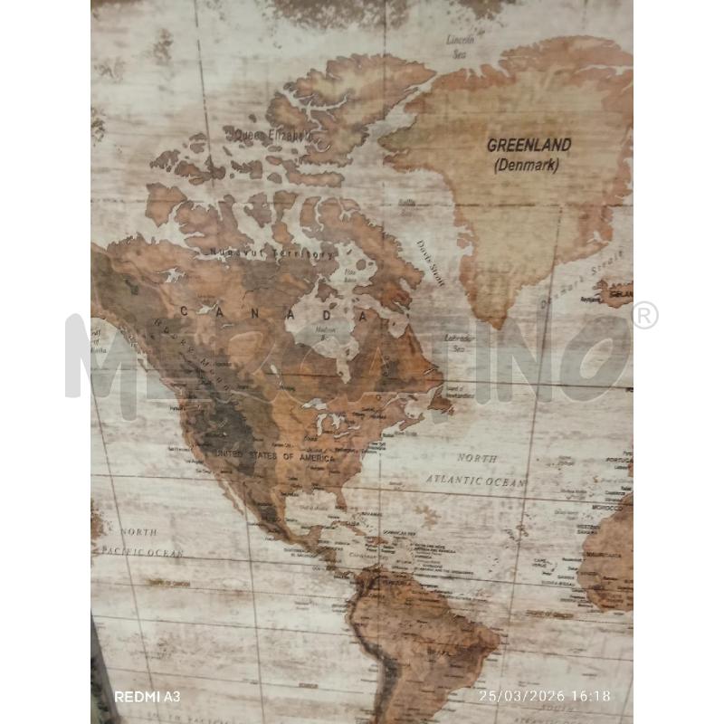 TELA CARTINA GEOGRAFICA CORNICE METALLO  | Mercatino dell'Usato San giorgio del sannio 4