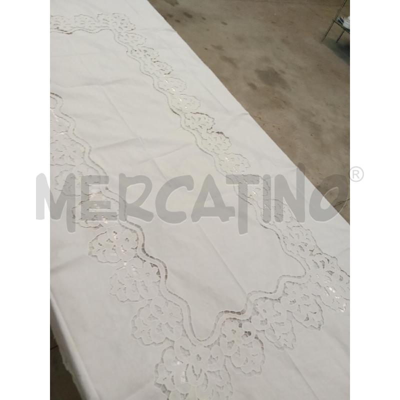 TOVAGLIA BIANCA CON BORDO PIZZO NARCARMÈ 12 POSTI + FAZZOLETTI  | Mercatino dell'Usato San giorgio del sannio 2