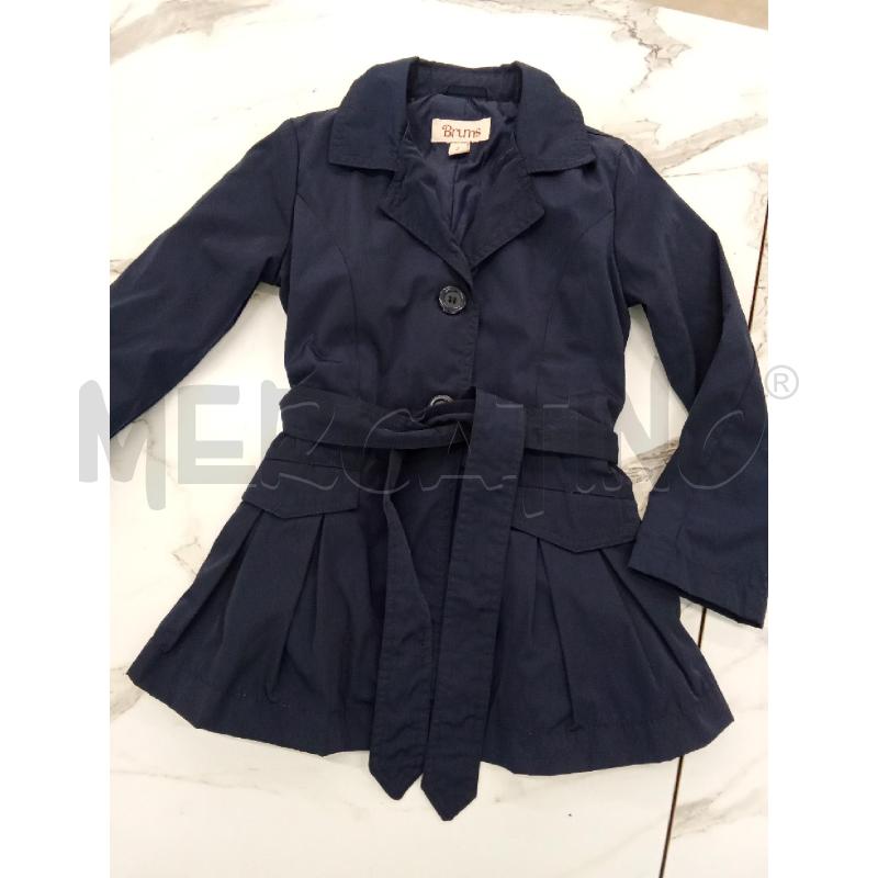 TRENCH BAMBINA BLU SCURO TASCHE CINTURA VITA BRUMS | Mercatino dell'Usato San giorgio del sannio 1