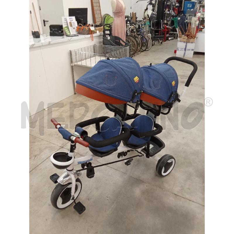 TRICICLO GEMELLARE TANDEM  JEANS INS MARRONI  | Mercatino dell'Usato San giorgio del sannio 1