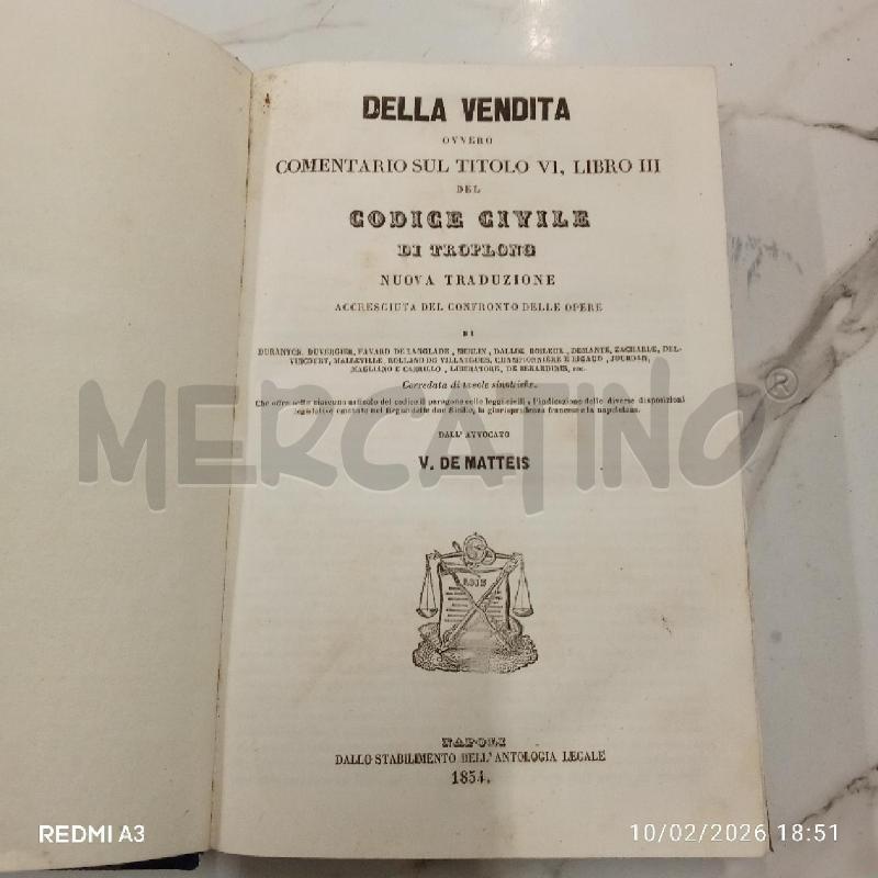 TROPLONG DELLA VENDITA V DE MATTEIS 1854 | Mercatino dell'Usato San giorgio del sannio 3