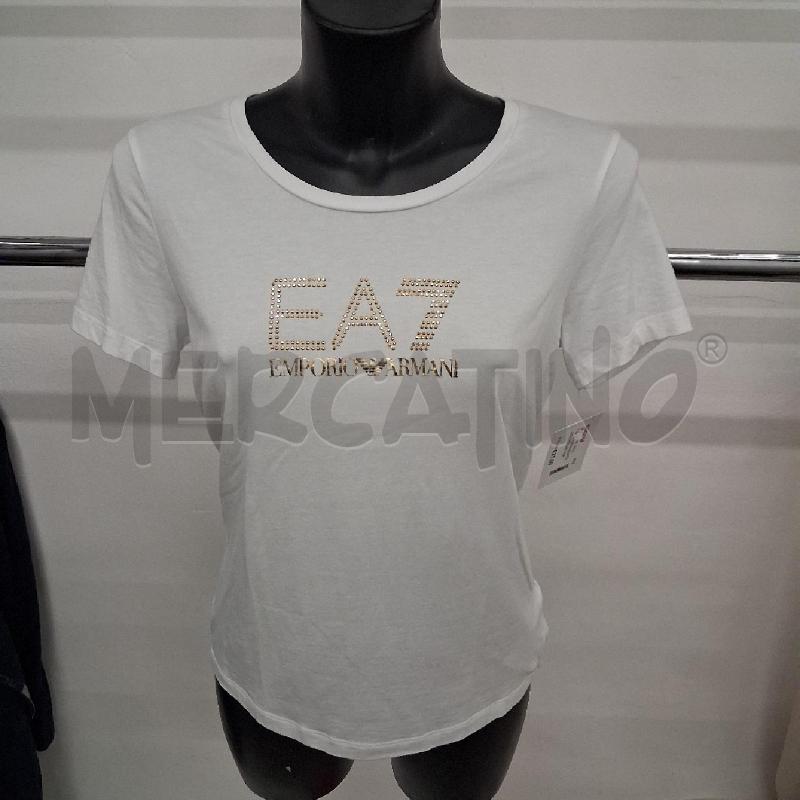 T SHIRT DONNA BIANCO LOGO PERLINE DORATE  | Mercatino dell'Usato San giorgio del sannio 1