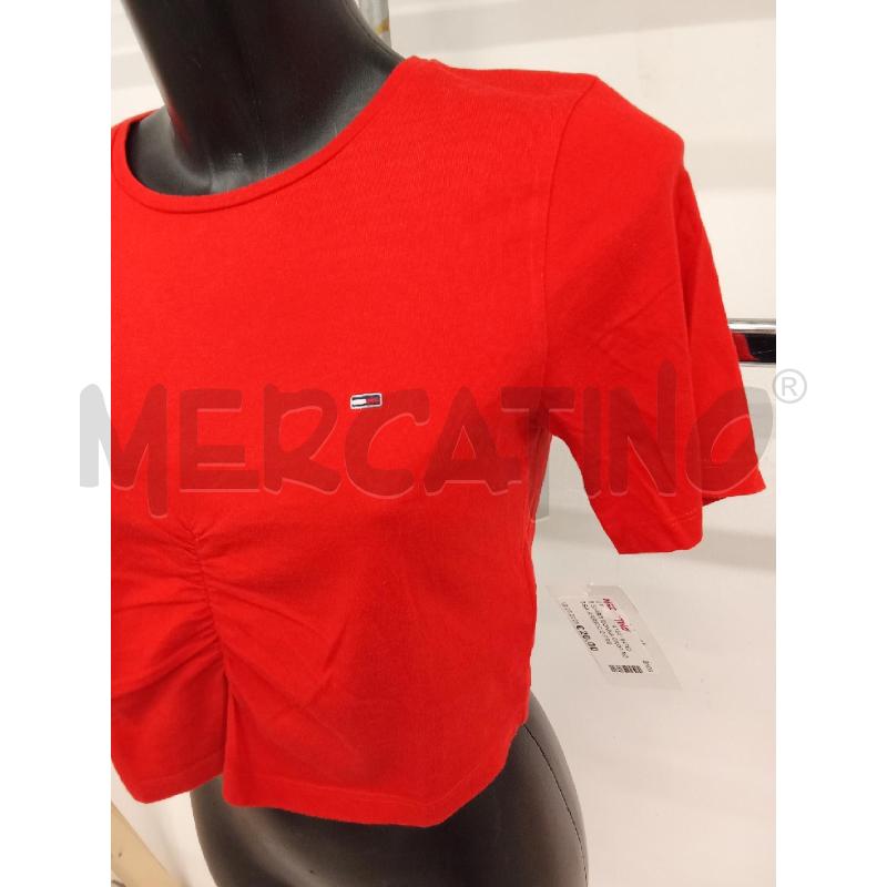 T SHIRT DONNA CROP ROSSA ARRICCIO FRONTALE  | Mercatino dell'Usato San giorgio del sannio 2