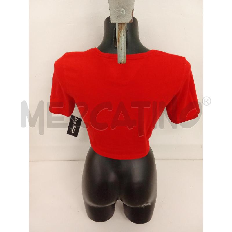 T SHIRT DONNA CROP ROSSA ARRICCIO FRONTALE  | Mercatino dell'Usato San giorgio del sannio 3