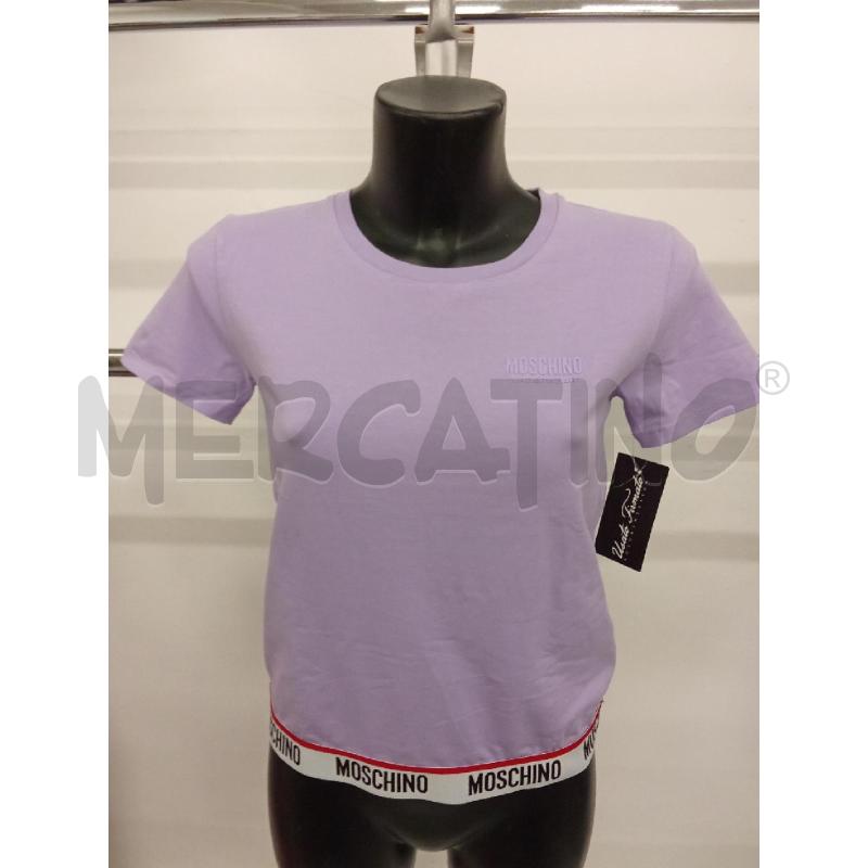 T SHIRT DONNA LILLA CON FASCIA LOGO MOSCHINO  | Mercatino dell'Usato San giorgio del sannio 1