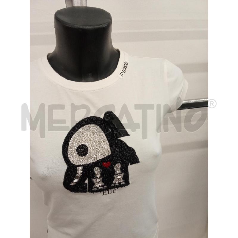 T SHIRT DONNA PINKO SKELENIMALS BIANCA STRASS NERI DISEGNO | Mercatino dell'Usato San giorgio del sannio 2
