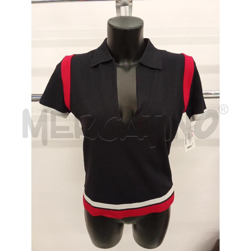 T SHIRT DONNA PRADA BLU CON RIGHE ROSSE BIANCHE  | Mercatino dell'Usato San giorgio del sannio 1