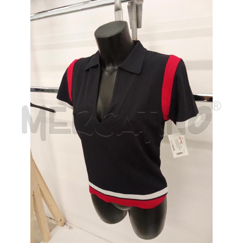 T SHIRT DONNA PRADA BLU CON RIGHE ROSSE BIANCHE  | Mercatino dell'Usato San giorgio del sannio 2