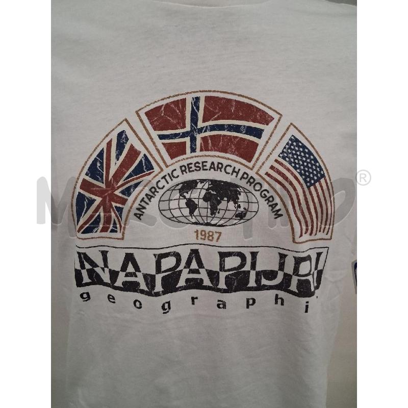 T SHIRT UOMO BIANCA LOGO BANDIERE EFFETTO SLAVATO NAPAPIJRI | Mercatino dell'Usato San giorgio del sannio 2