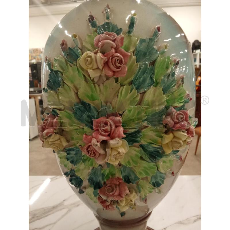 VASO CERAMICA SFUMATURE MARRONI AZZURRE FIORELLINI  | Mercatino dell'Usato San giorgio del sannio 3