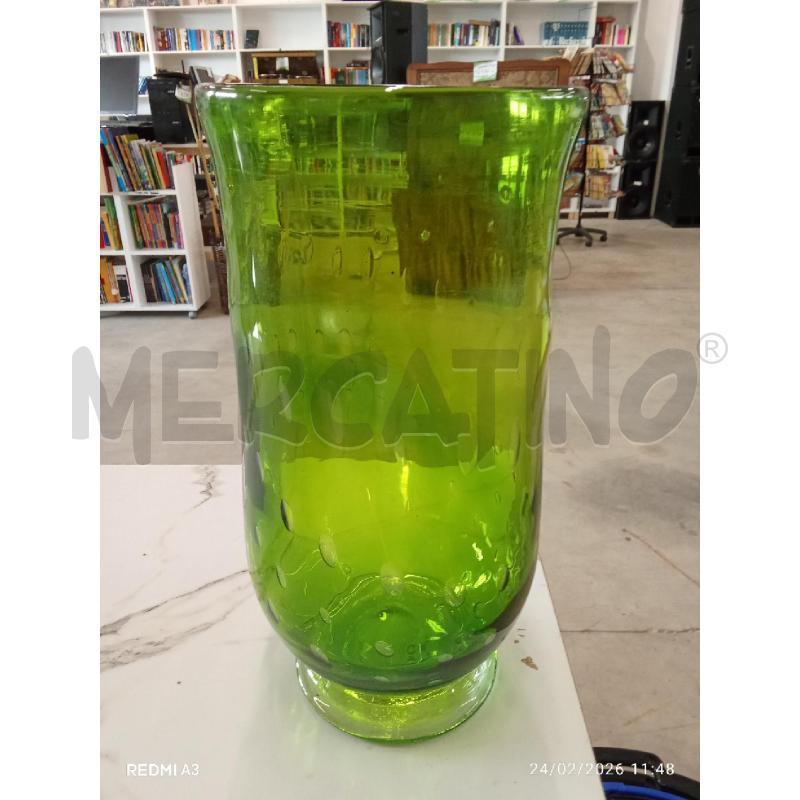VASO VETRO VERDE BOLLE  | Mercatino dell'Usato San giorgio del sannio 1