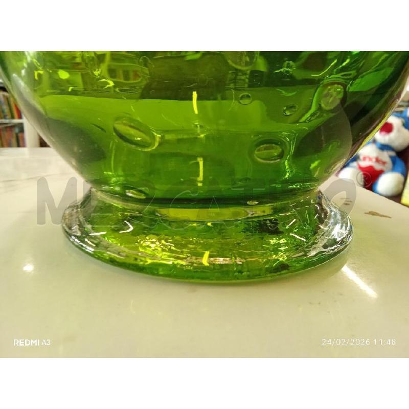 VASO VETRO VERDE BOLLE  | Mercatino dell'Usato San giorgio del sannio 3