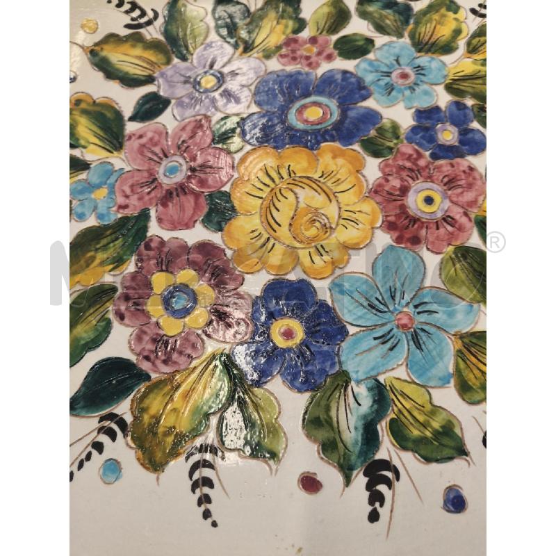VASSOIO DECORATO A MANO FIORI QUADRATO 42X42X5CM  | Mercatino dell'Usato San giorgio del sannio 2