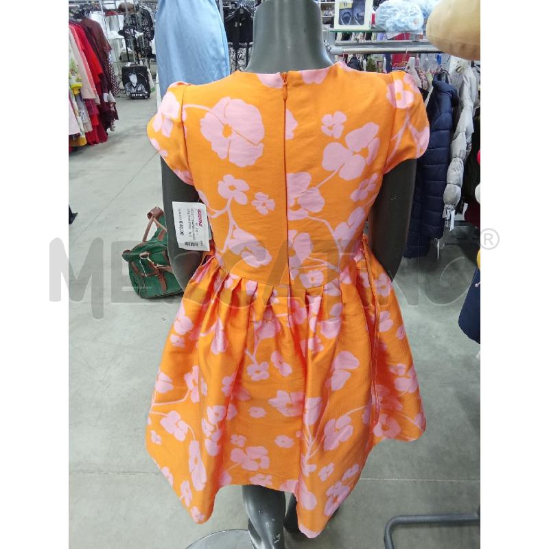 VESTITO BAMBINA ARANCIONE FIORI ROSA SIMIL RASO IL GUFO  | Mercatino dell'Usato San giorgio del sannio 2