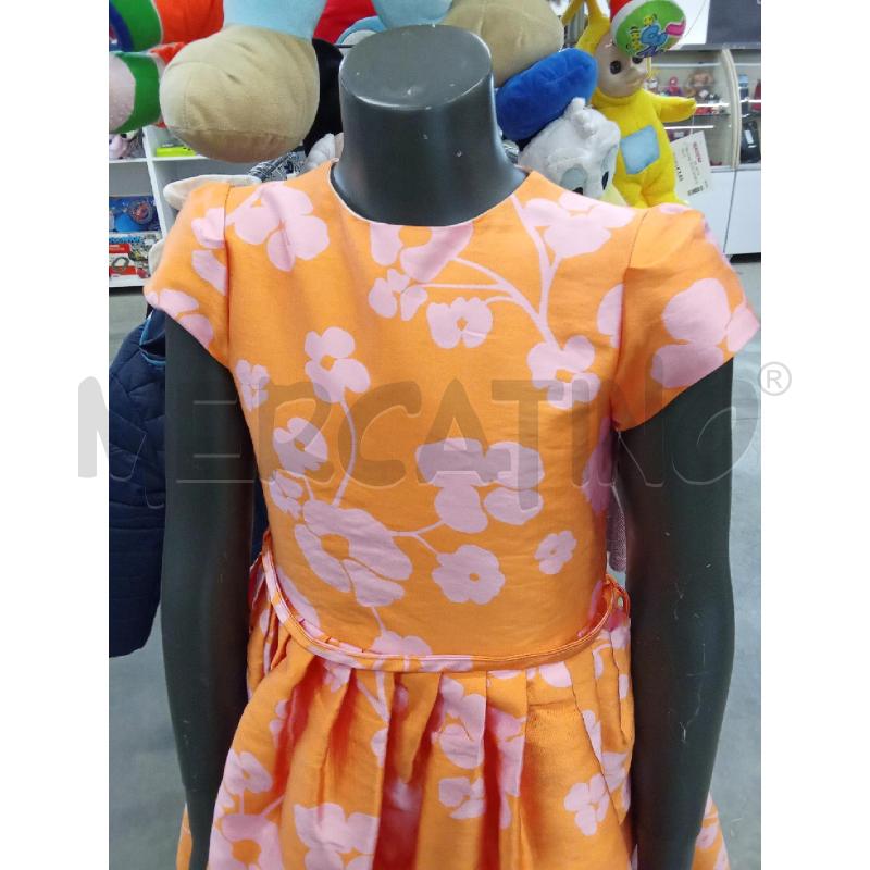 VESTITO BAMBINA ARANCIONE FIORI ROSA SIMIL RASO IL GUFO  | Mercatino dell'Usato San giorgio del sannio 3