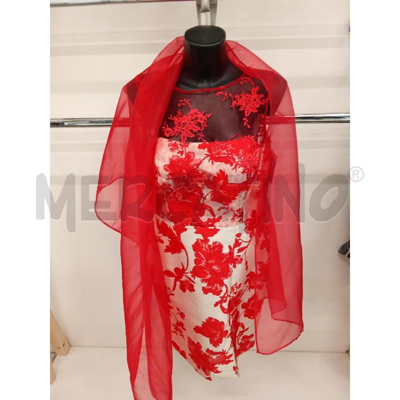 VESTITO DONNA 2 PZ STOLA BEIGE ROSSO PIZZO BETZZIA  | Mercatino dell'Usato San giorgio del sannio 1