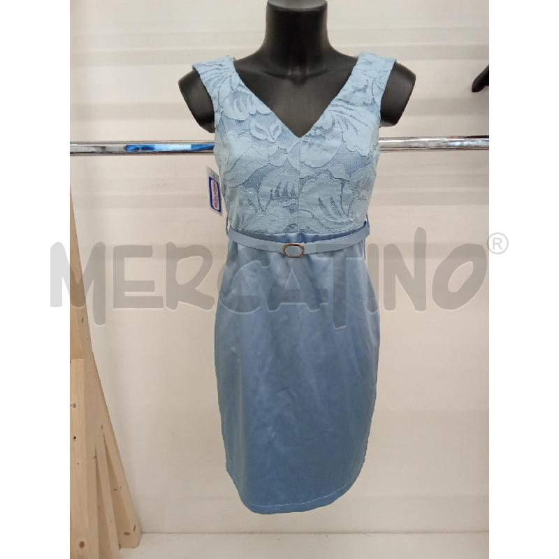 VESTITO DONNA AZZURRO GIROMANICE INS RICAMATO CINTURA RINASCIMENTO | Mercatino dell'Usato San giorgio del sannio 1