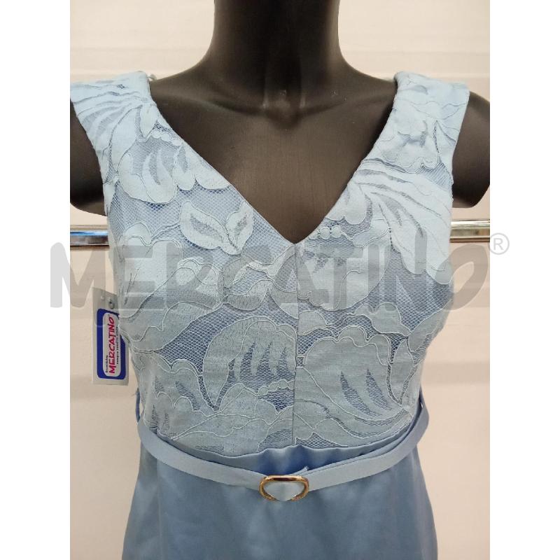 VESTITO DONNA AZZURRO GIROMANICE INS RICAMATO CINTURA RINASCIMENTO | Mercatino dell'Usato San giorgio del sannio 2